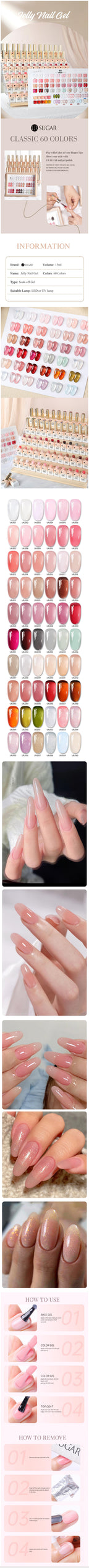 UR SUGAR 15ml Jelly Milky White Translucent Color Gel Polish Semi Permanent UV Gel Nail Art Soak Off Gel Varnish Latest Fashion