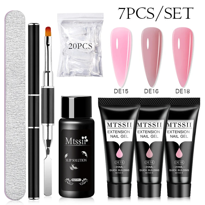 Mtssii 17PCS/Set 20ml Nail Extension Gel Set Builder UV Gel for Nails With 6W UV LED Lamp Nail Extension Tools Kit For Beginner