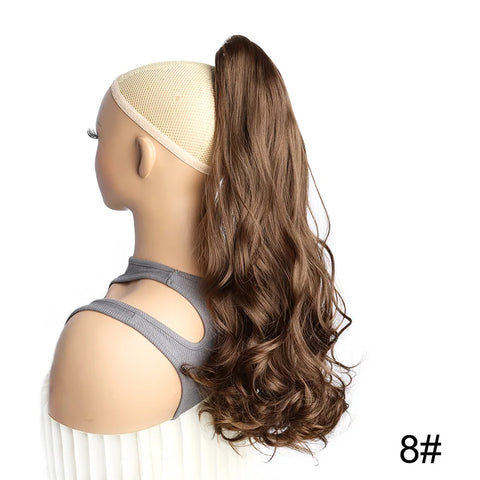 WIGSIN 22Inch Synthetic Long Curly Ponytail Hair Extension Claw Clip in High Temperature Fiber Hairpiece for Women