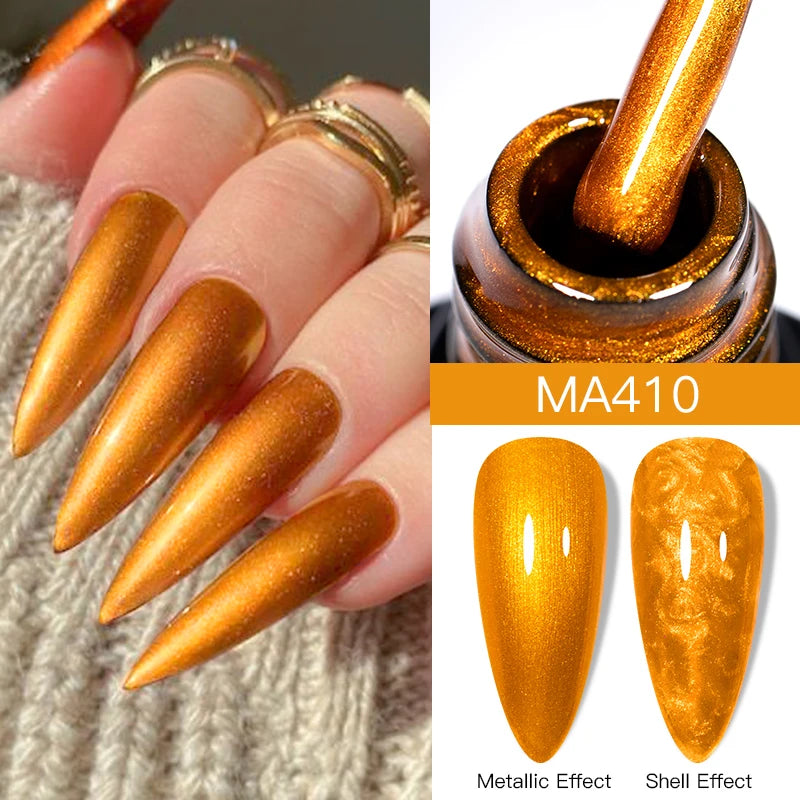 MEET ACROSS 7ml Shimmer Metallic Nail Gel Polish Glitter Mirror Effect Nail Supplies Vernis Gel for Nails UV/LED DIY Manicure