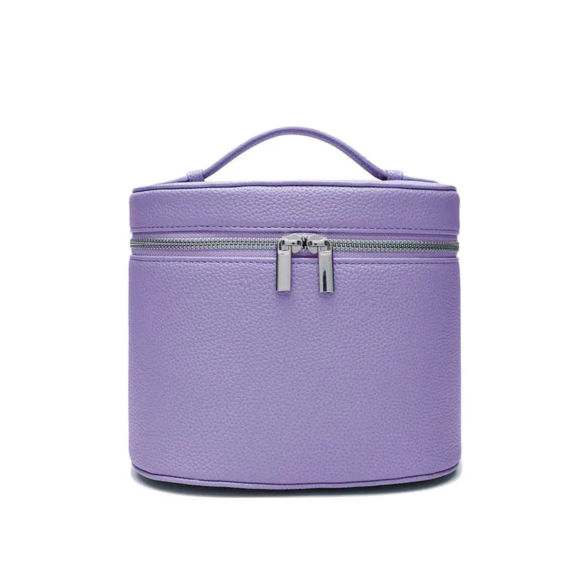 Customizable Name Portable Travel Storage Bag - Removable Cosmetic Bag with Separate Washing Compartment Pebble Leather