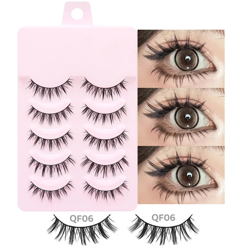 5 Pairs Manga Lashes Soft Natural Long False Eyelashes Anime Wispy Strip Lashes For Korean Doll Eye Makeup Look