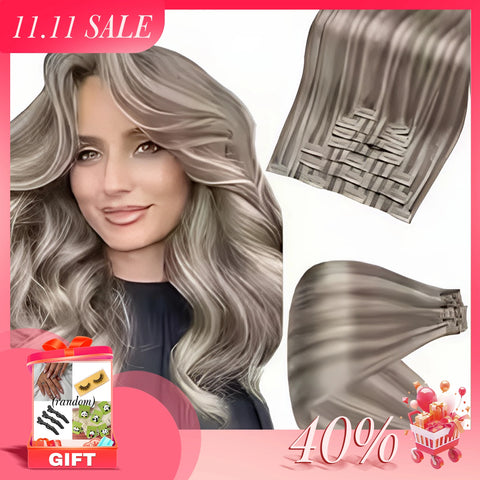 Full Shine Clip in Hair Extensions Human Hair 120g Seamless Invisible Clip In Extensions Human Hair Remy Balayage Blonde Color