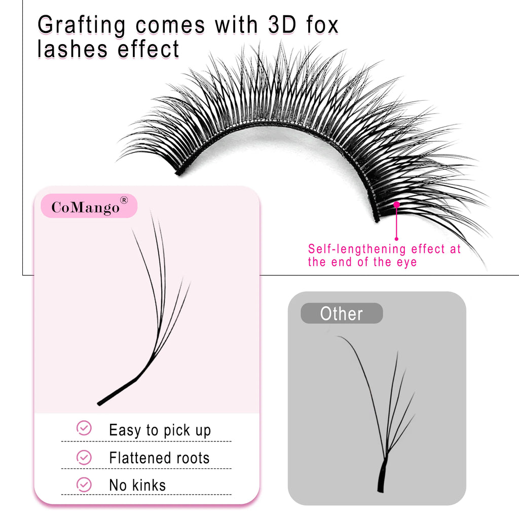 CoMango Fox 5D Shaped Eyelashes Mix8-13 Technological Fibers False Eyelashes Extension Promade Volume Fans Lash Cosmetics