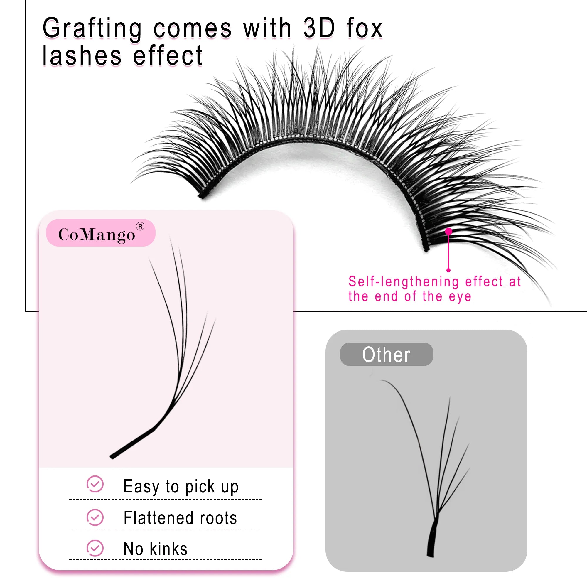 CoMango Fox 5D Shaped Eyelashes Mix8-13 Technological Fibers False Eyelashes Extension Promade Volume Fans Lash Cosmetics