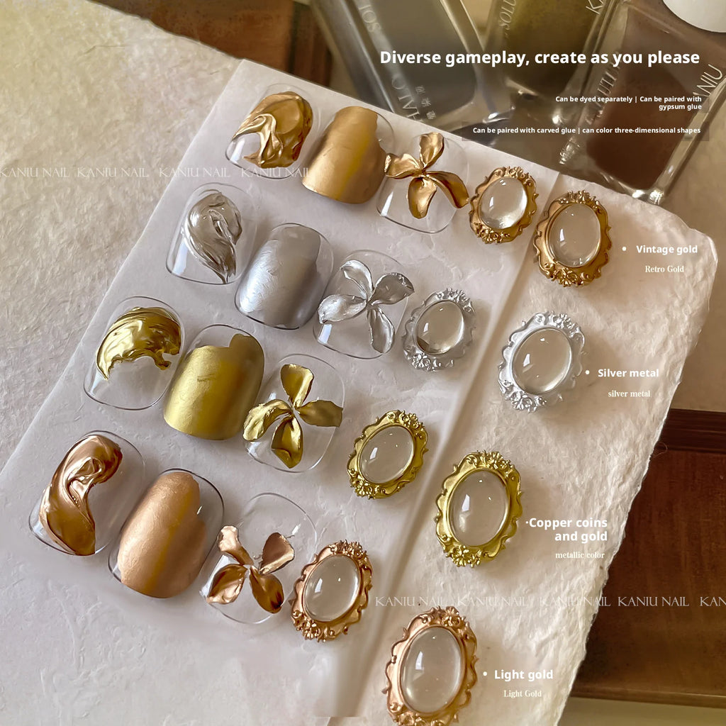 Kanui Metal Gradient Nail Polish - New Quick-Dry Ultra-Shiny Gold & Silver Mirror Finish Gradient Polish