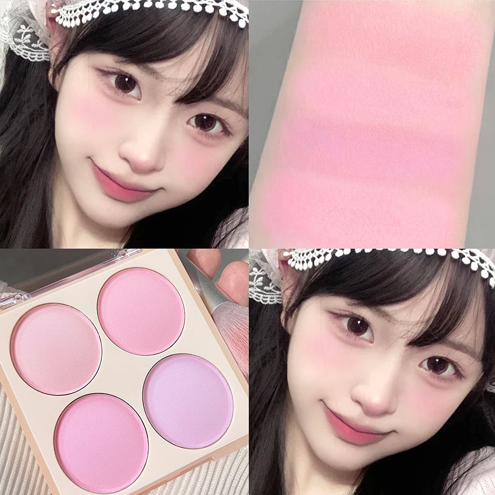 Vibrant Girl Ice Cream Four-Color Blush; Brightening, Natural Bare Makeup Effect, Pigmented, Matte, Fine Texture