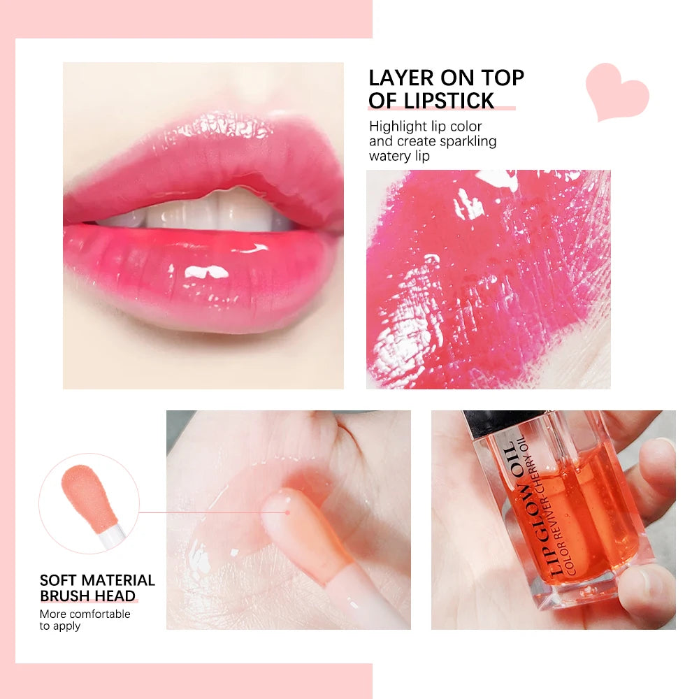 Crystal Jelly Lip Glow Oil 6ml Moisturizing Plumping Lip Gloss Makeup Sexy Plump Lip Glow Oil Tinted Lips Plumper Care Cosmetics