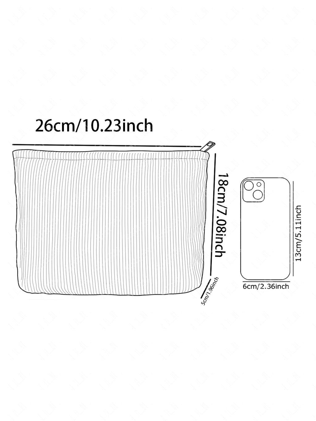 1pc，Branch bird pattern corduroy zipper makeup bag, lightweight and multifunctional cosmetic storage bag