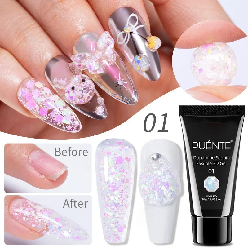 PUENTE 5ml Metallic Painting Liner Gel Polish Bright Mirror Effect Semi-Permanent UV Nail Varnish For Stunning French Nail Art