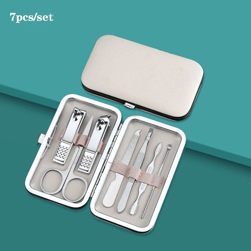 7/10/12/16/18pcs/set Manicure Cutters Nail Clipper Set Household Stainless Steel Ear Spoon Pedicure Scissors Tool For Beauty