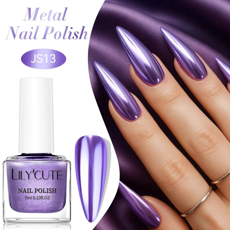 LILYCUTE 7ml  Mirror Metallic Nail Polish No Need of UV LED Lamp Nail Supplies Vernis Red Purple Mirror Effect for Nails