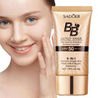 SPF50+ Gold Snail Sunscreen BB Cream Whitening Foundation Concealer Moisturizing Long Lasting Even Skin Tone Makeup Base Primer