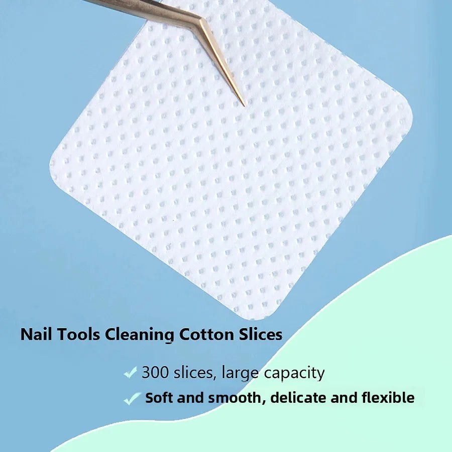 300Pcs Lint-Free Eyelash Glue Remover Cotton Wipes Cleaning Cotton Pads for Personal & Professional Makeup Tools