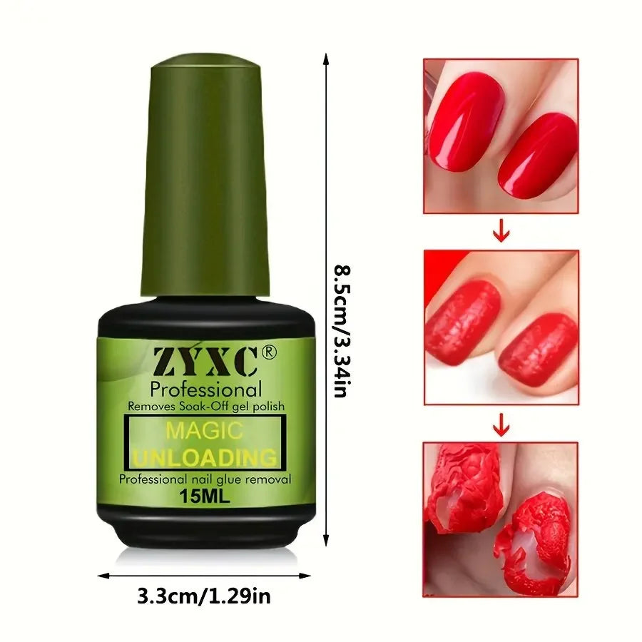 15ml Magic Polish Glue Nail Art Manicure Gel Easy Remove Synthetic Fingernail Tip Cleaning Remover Gel Women