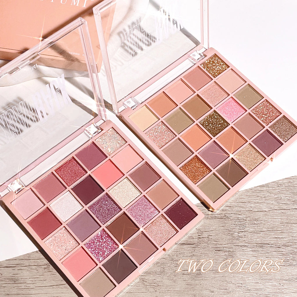 25-color eye shadow tray, oatmeal milk tea tray, sparkling powder, pearl sequins, gentle orange brown, affordable eye shadow