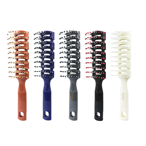 Men Plastic Vent Hair Brush Comb Anti-Static Massage Hair Care Ribs Comb Back Hair Curly Hair Styling Salon Ribs Nine-Row Comb