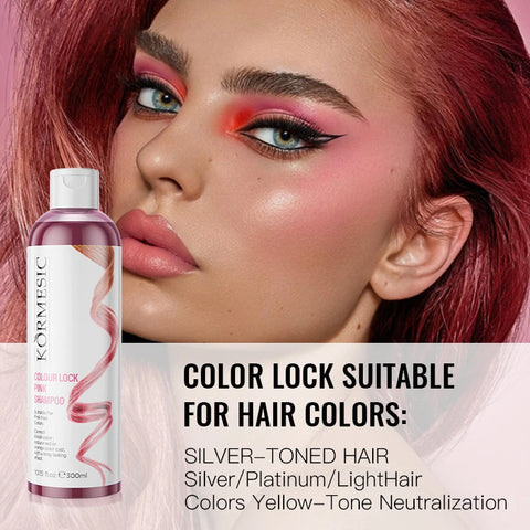 Unisex Color-Protecting Shampoo,Color Locking,Moisture Replenishing Shampoo,Lasting Color Care Purple Pink Color Fixing Shampoo
