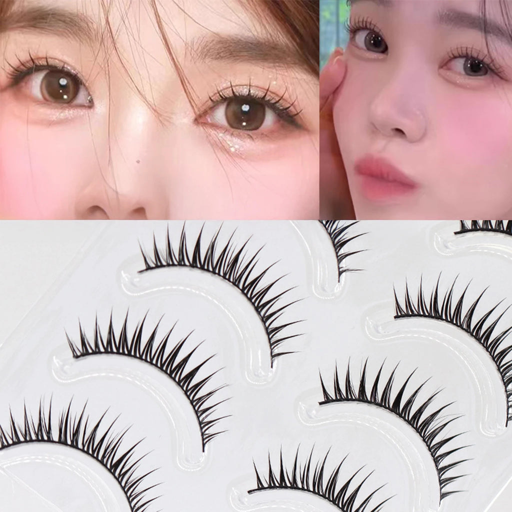5 Pair False Eyelashes Strip Wispy Fake Lashes Natural Spiky Wispy Thick Eye Lash For Day-To-Day Use Wedding Vacation Gift