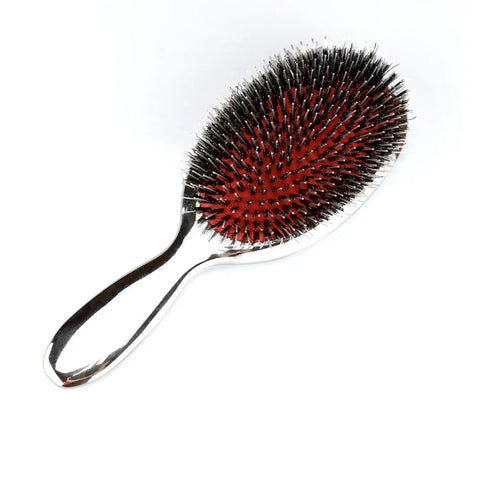 Luxury Gold And Silver Color Boar Bristle Paddle Hair Brush Oval Hair Brush Anti Static Hair Comb Hairdressing Massage Comb