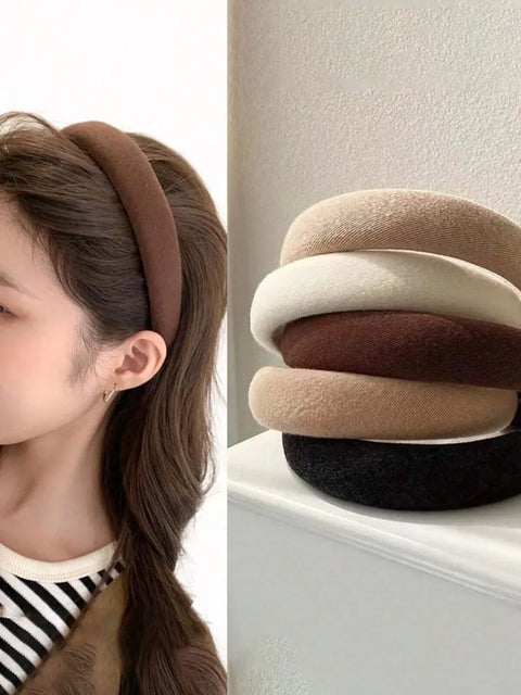 Fashion Solid Color Hair Bands Girls Vintage Elastic Headbands Sponge Hairbands Hair Hoop Korean Hair Accessories for Women