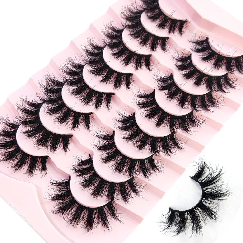 HBZGTLAD 5/8 Pairs of Natural Russian Striped Mink Lashes 3D False Lashes Volume Wavy False Lashes Eyelash Extensions Makeup
