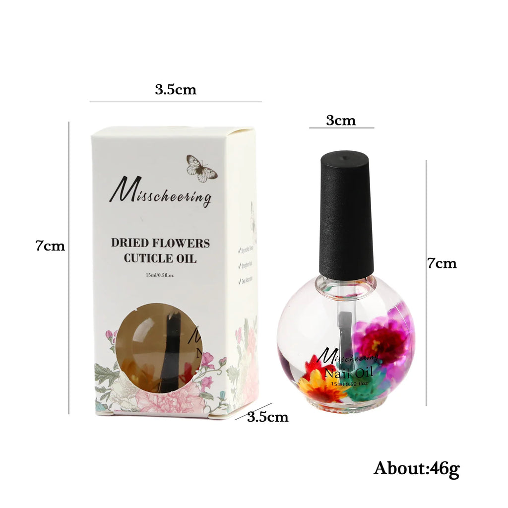 15ml Nail Nourishing Oil Dry Flower Fragrance Nourishing Oil Moisturizing Nail Cuticle Nail Care Repair Damaged Liquid Nail Care