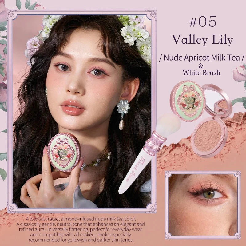 Flower Knows Strawberry Rococo Series Embossed Blush Fine Powder Makeup Smooth Long-Lasting Blusher Face Enhancing Makeup Color