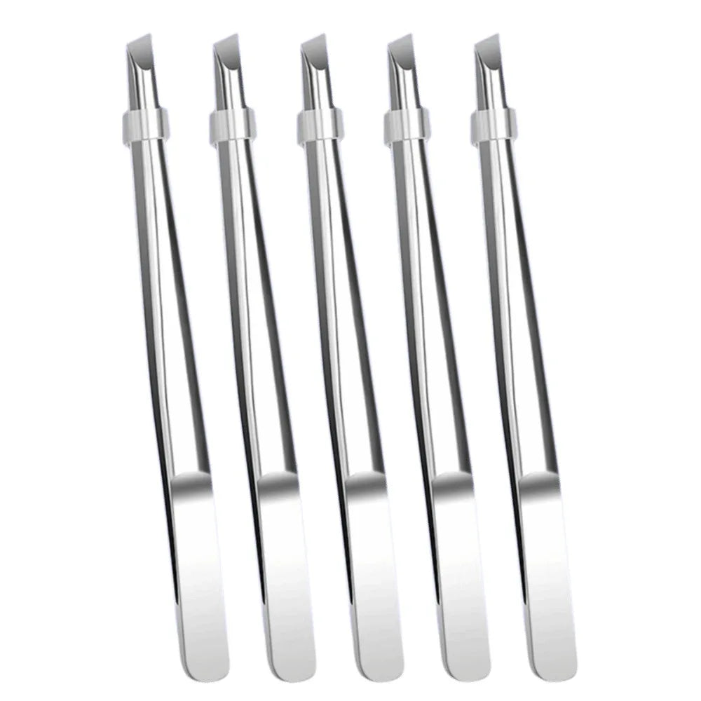 Stainless Steel Eyebrow Tweezers Flat Slant Tip High Precision Facial Hair Tweezers False Eyelashes Tweezers Beard Clip