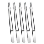 Stainless Steel Eyebrow Tweezers Flat Slant Tip High Precision Facial Hair Tweezers False Eyelashes Tweezers Beard Clip