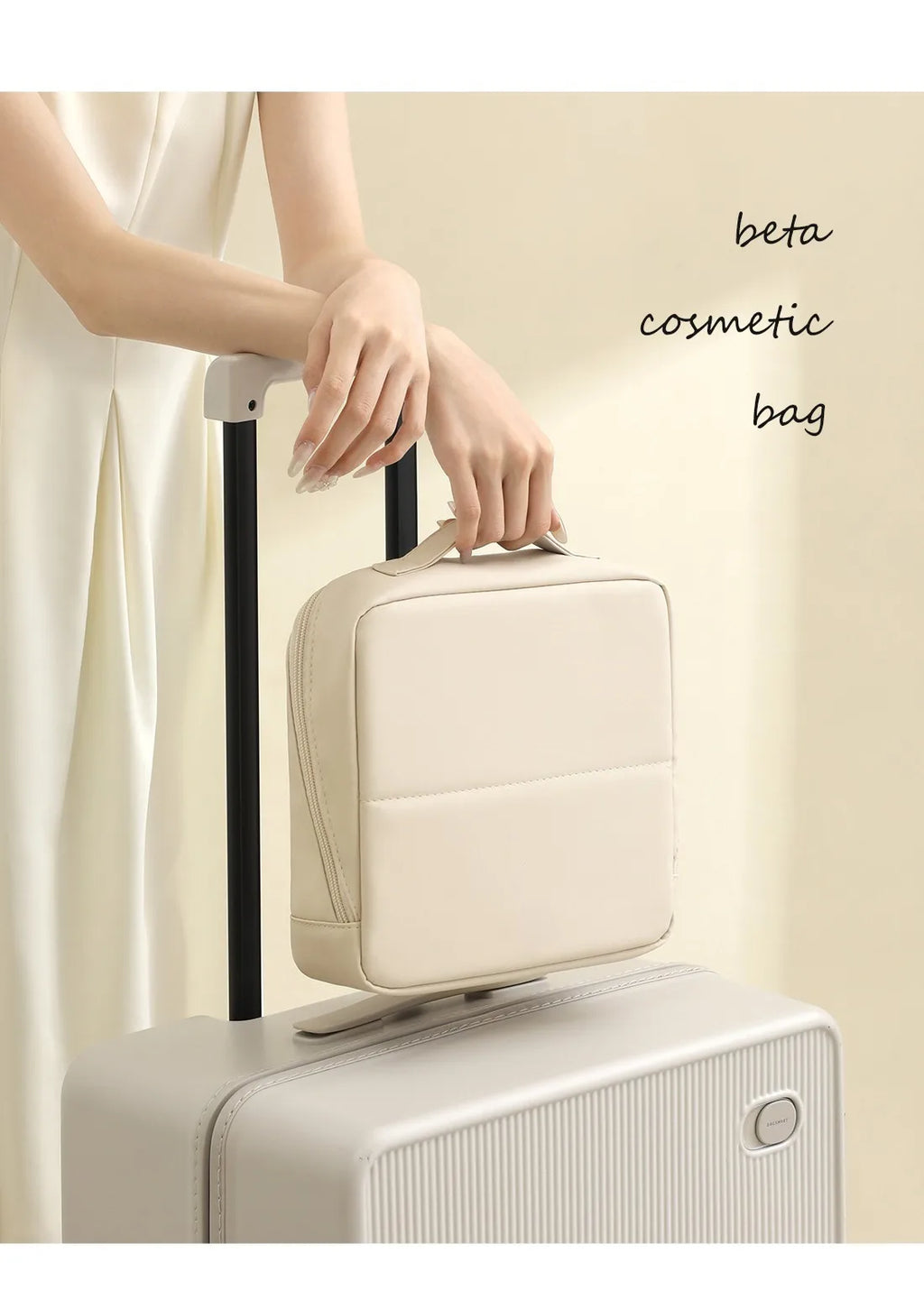 1Pcs Premium PU Leather Vertical Travel Makeup Bag - Multi-Compartment, Large-Capacity & Portable Toiletry Organizer