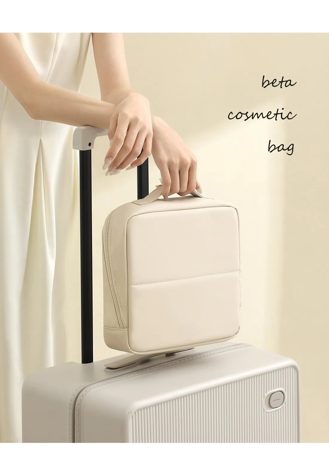 1Pcs Premium PU Leather Vertical Travel Makeup Bag - Multi-Compartment, Large-Capacity & Portable Toiletry Organizer