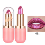 Metallic Violet Chameleon Lipstick Color Changing Matte Glitter Diamond Lipstick Waterproof Pearl Shine Lip Gloss Sexy Makeup