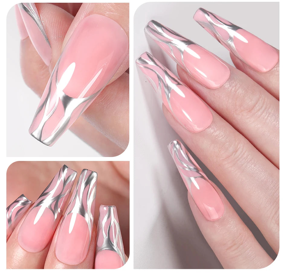 BORN PRETTY 5ml Metallic Painting Gel Polish Strong Silver Effection Nail Art Soak Off Gel Nail Polish Silver Mirror Gel