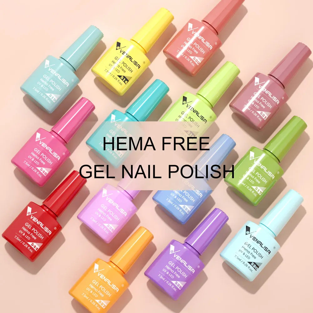 Venalisa HEMA TPO FREE 7.5ml Gel Polish Nail French Pink Jelly Nude Collection Nail Gel Polish Glitter Gorgeous Soak Off UV LED