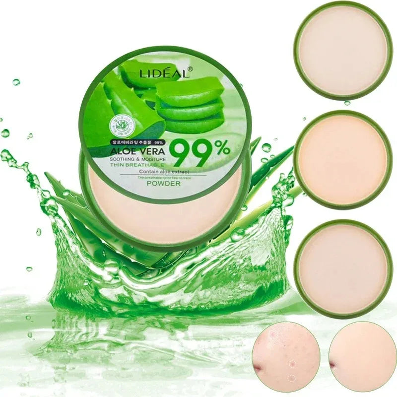 99% Aloe Vera Softening Powder Waterproof Moisturizing Concealer Foundation Fixed Make Up Oil Control Facial Brighten Cosmetics