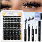 GROINNEYA Lash Clusters Kit With Waterproof Strong Hold DIY Lash Extension Kit Lash Bond And Seal And Eyelash Tweezers Makeup