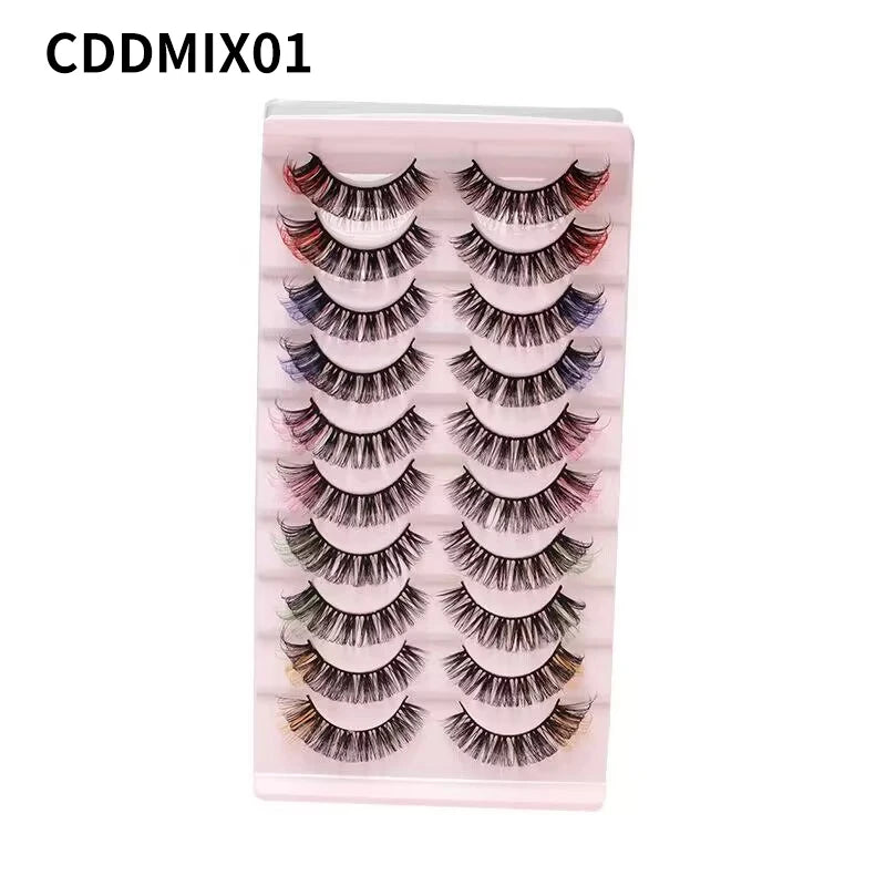 Colored Strip Lashes Fast Shipping Makeup For Clue Mink Eyelashes Full Strip Eyelashes Red Blue Green Eyelashes Wholesale