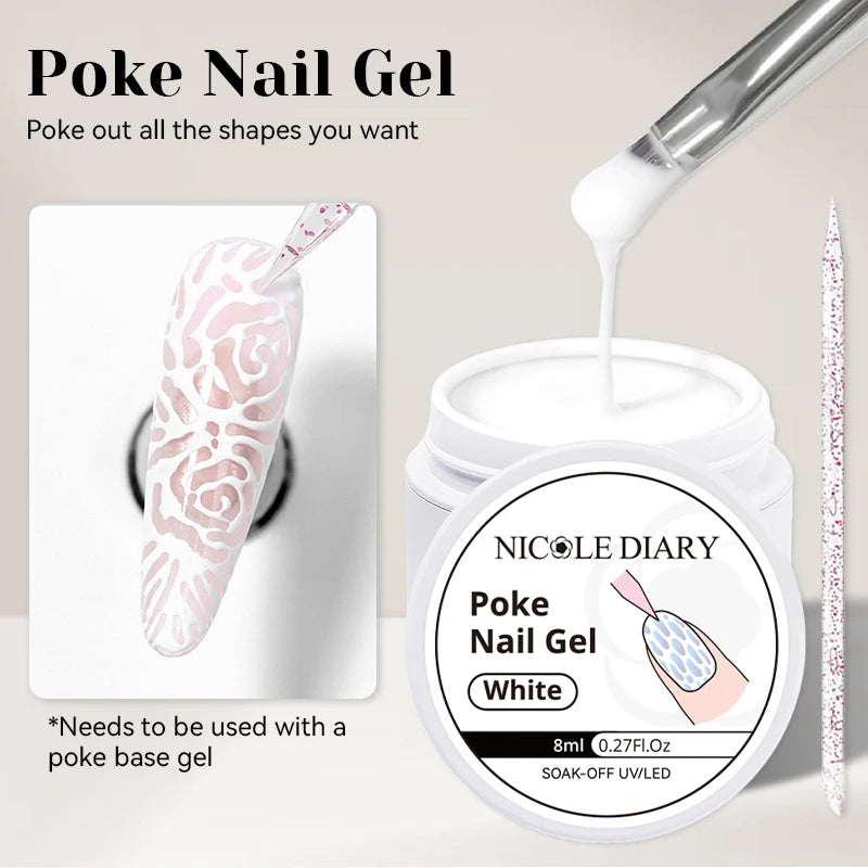 NICOLE DIARY White Non Stick Hand Extension Gel Nail Polish For 3D Shaping Carving Flower DIY Nail Art Extension Acrylic