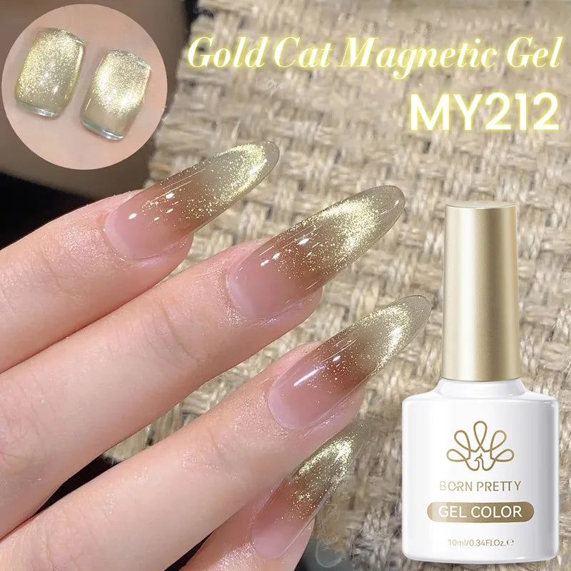BORN PRETTY 10ml Dark Red Cat Magnetic Gel Nail Polish for Winter Nails DIY Jelly Glass Silver-Light Varnis Semi Permanent