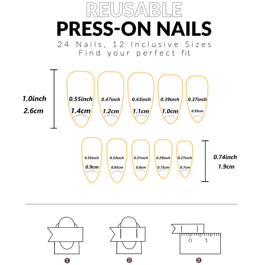 ARTAUG 96PCS Pressed French Almond False Nails With 3d Bow Pearl And Flower Designs, Reusable Acrylic False Nails