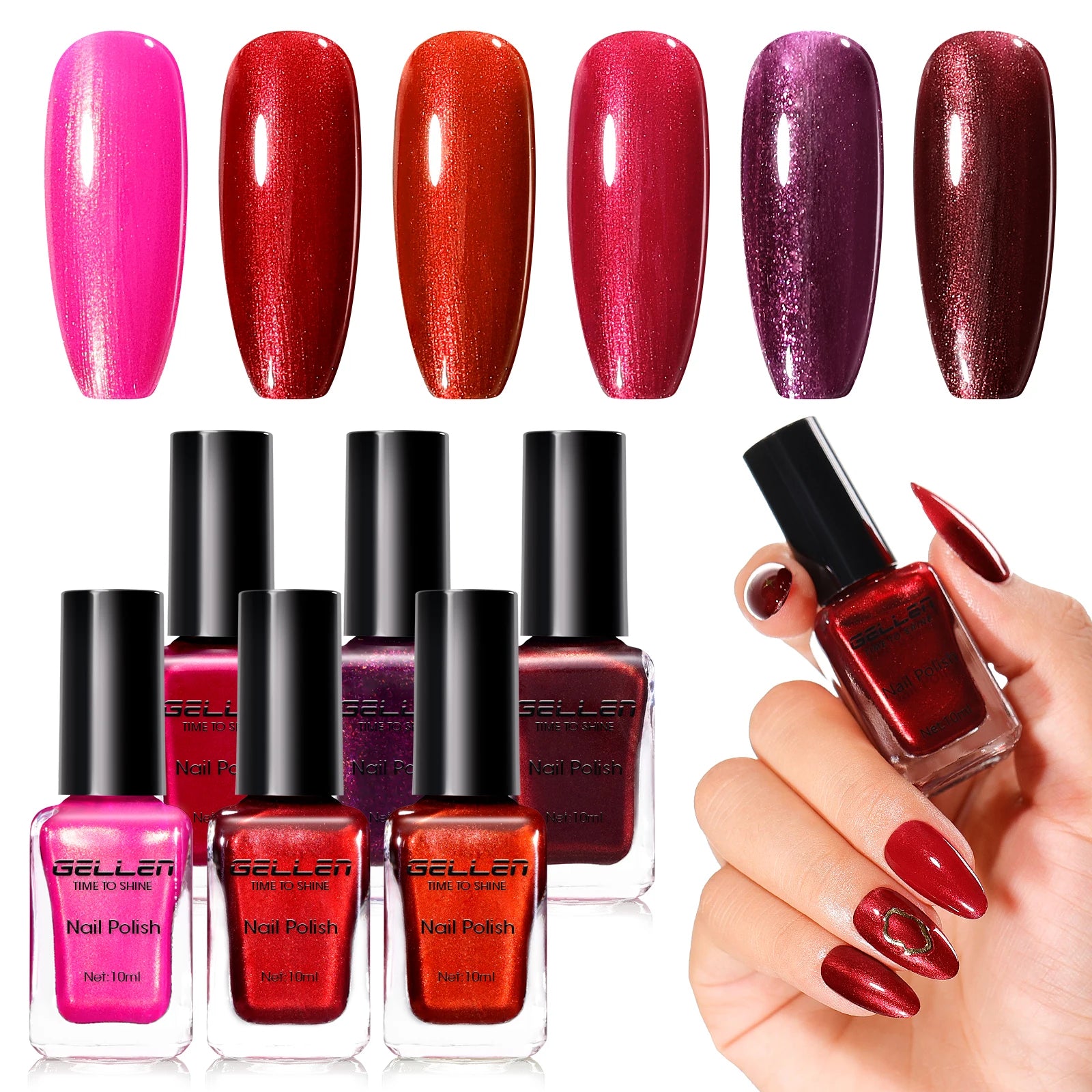 GELLEN Dark Red Jelly Transparent Gel Nail Polish Pink Skin 6pcs Set Quick Air Dry Autumn Winter Nails Polishes 10ml 2026 New