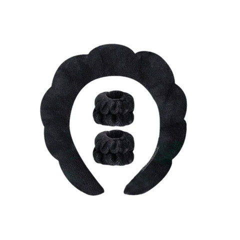 3Pcs Fashion Microfiber Washing Wristbands Scrunchies Puffy Headband Spa Bubble Headband for Washing Face Makeup Shower Skincare