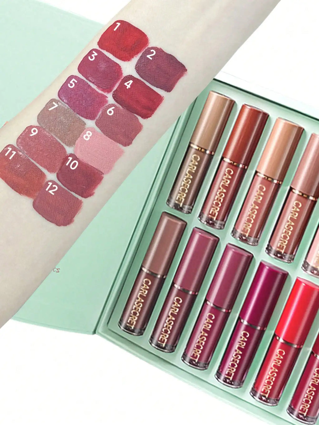 12pcs Matte Liquid Lipstick Set with 12pcs Lip Liners Non-Sticky Cup Lip Gloss Gift Box Lip Care Friendly