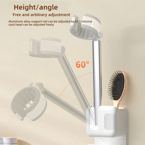 Angle Adjustable Hair Dryer Holder Non-Drilling Wall-Mounted Hair Dryer Stand For Bathroom Free-hand Lazy Storage Rack Shelf