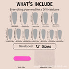 24pcs Long Pointed Fake Nail Patches Glossy Dark Black Cool Wearable Press ON Nails Solid Color Full Cover Artificial False Nail