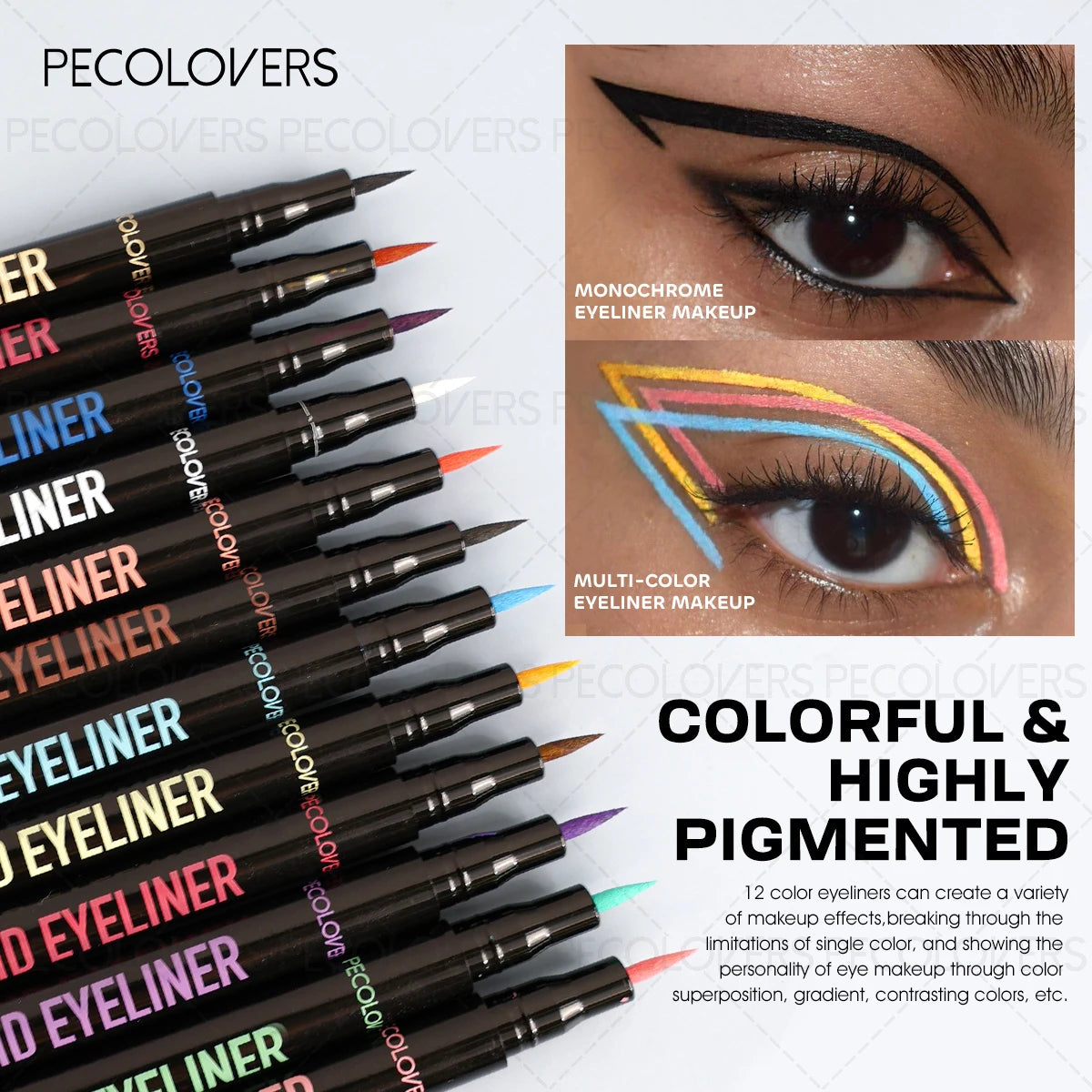 1 Pc Liquid Colorful Eyeliner, High Color Rendering Eyeliner Pen, Quick Drying Waterproof and Sweat-proof, for All Types