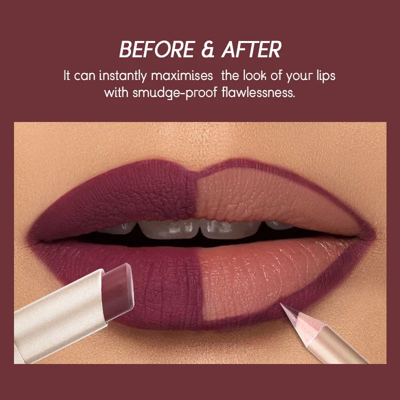 USHAS 12 Color Matte Lipstick Set Long-lasting Waterproof Lipstick + Lip Liner Set Easy Coloring Non-Stick Cup Lip Makeup Suit