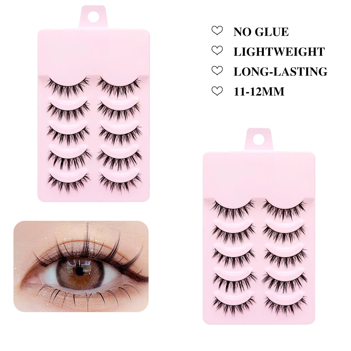 5 Pairs Manga Lashes Soft Natural Long False Eyelashes Anime Wispy Strip Lashes For Korean Doll Eye Makeup Look