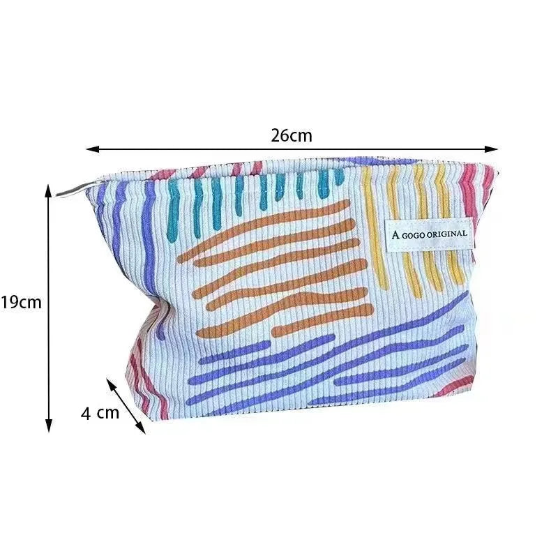 Corduroy Women Cosmetic Bag Large Capacity Makeup Storage Bag Travel Portable Organizer Zipper Wash Bag